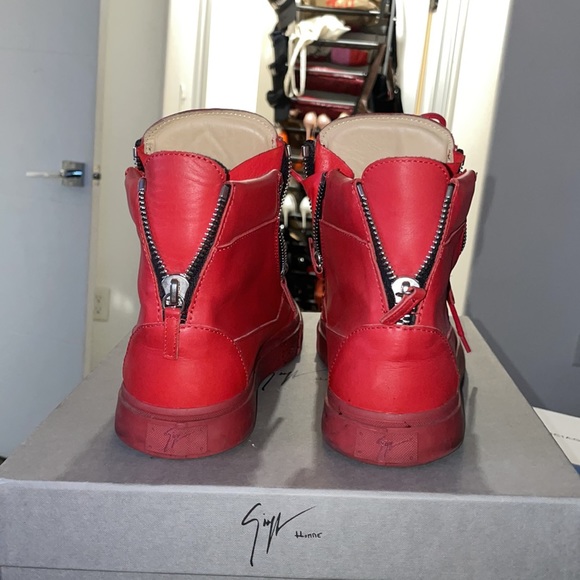 Authentic Giuseppe Zanotti Red Leather London  SZ 45 US 10.5 - Picture 5 of 8